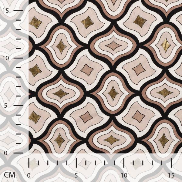 Leicht fließende Viskose mit Glanz – grafisches Design in Sand, Beige und Schwarz